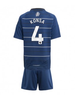 Aston Villa Ezri Konsa #4 Ausweichtrikot für Kinder 2024-25 Kurzarm (+ Kurze Hosen)